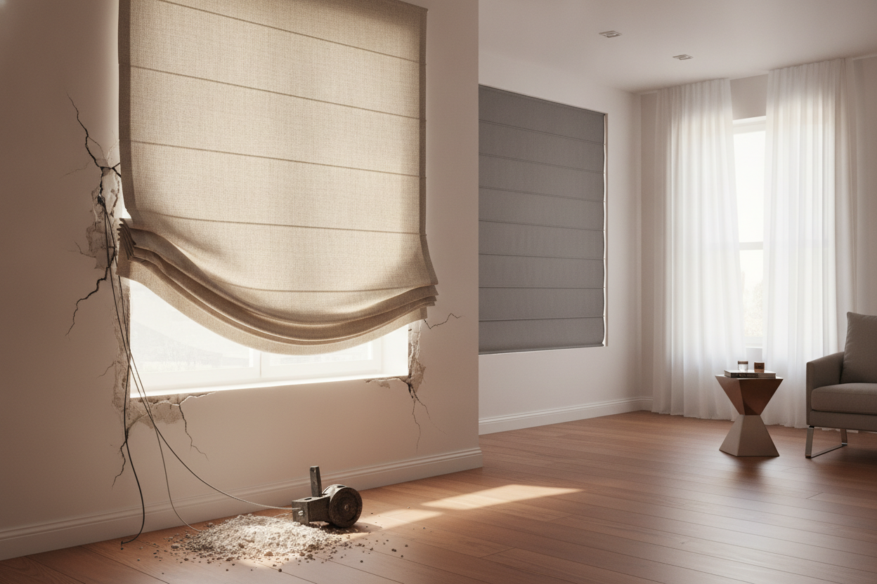 Your Drywall Hates Your Manual 64 Inch Wide Roman Shade (Here's Why)