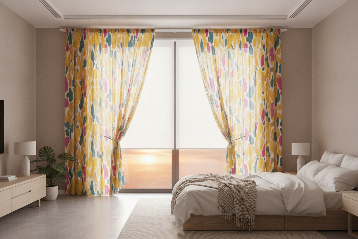 I Faked Morning Sun Using Smart Tracks and Bright Colorful Curtains