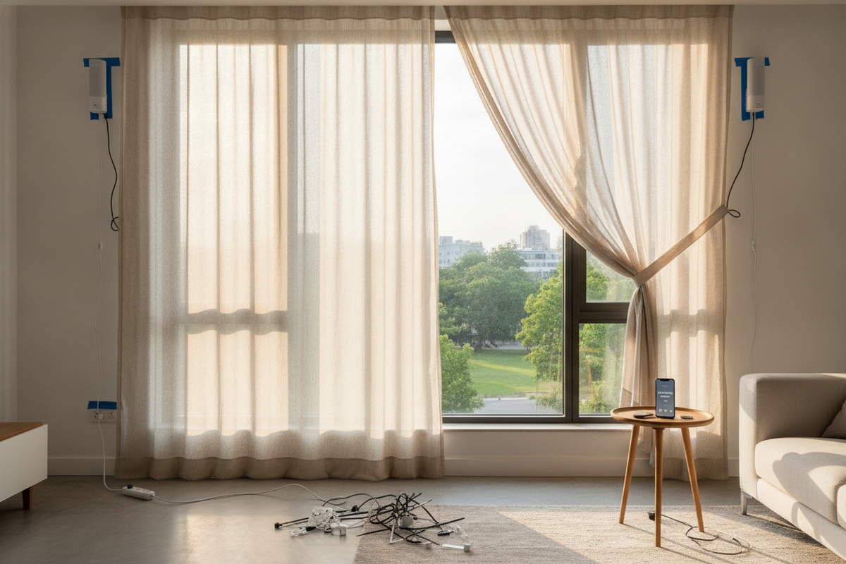 I Tried Automating Ready Made Drapes in a Rental (And It Was a Mess)