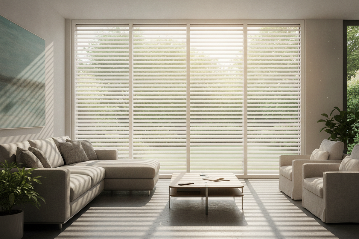 The Secret to Faking Plantation Shutters? Motorized 3 Inch Blinds