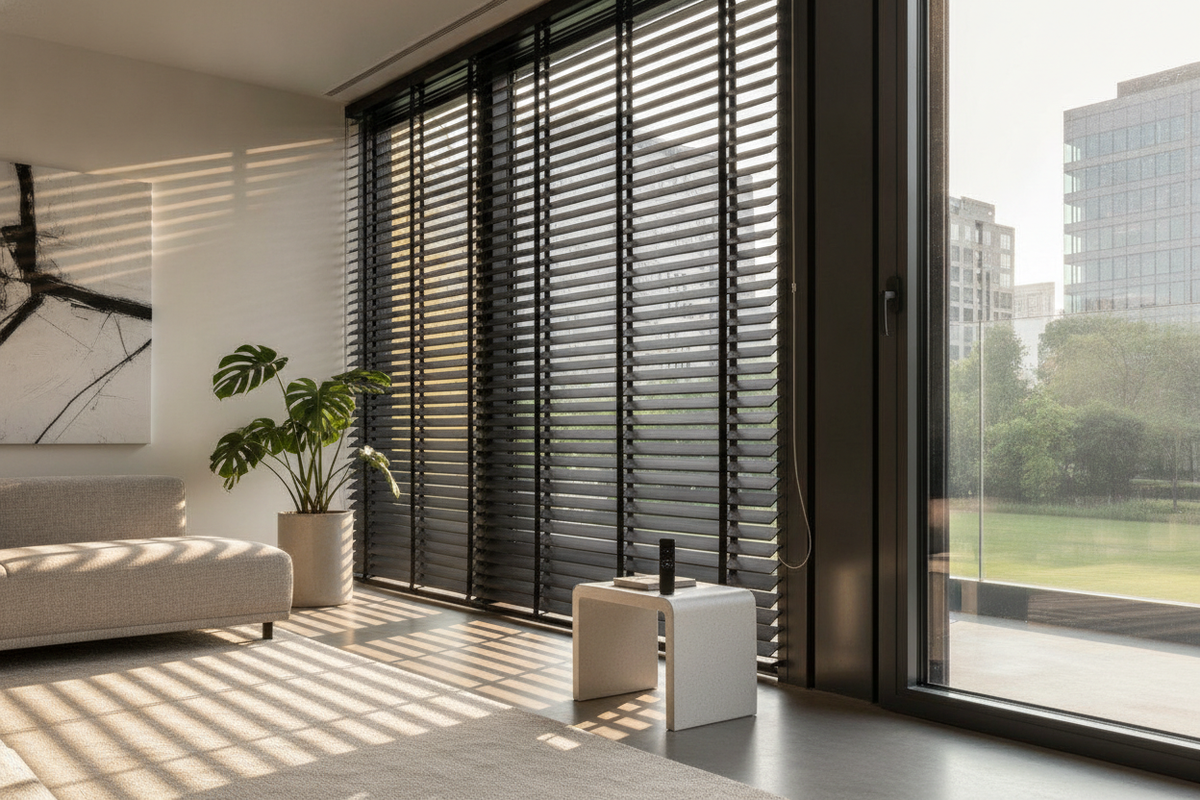 Black Wood Blinds: Slat Material Mechanics, Heat Management, and Smart Motorization