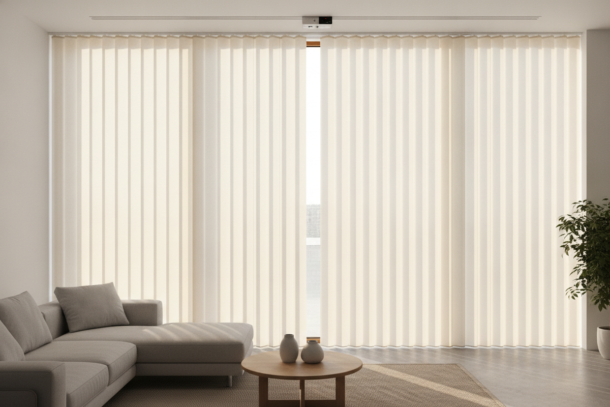 Center Open Vertical Blinds: Track Mechanics, Symmetrical Stacking, and Smart Motorization Guide