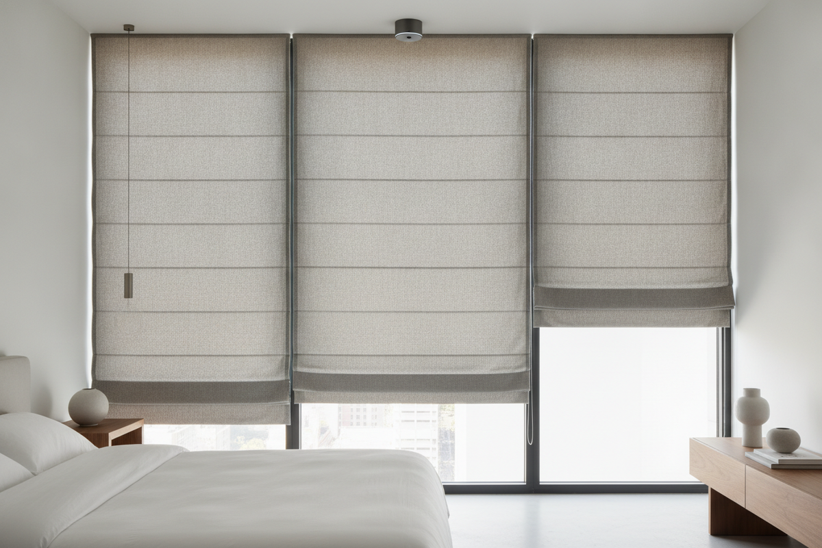 Crossweave Cordless Roman Shades: Fabric Mechanics, Blackout Lining Dynamics, and Smart Motorization