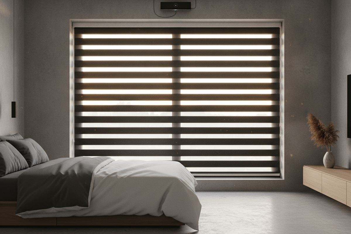 Blackout Zebra Blinds Architecture: Dual-Layer Shading Mechanics, Light Management, and Smart Motorization