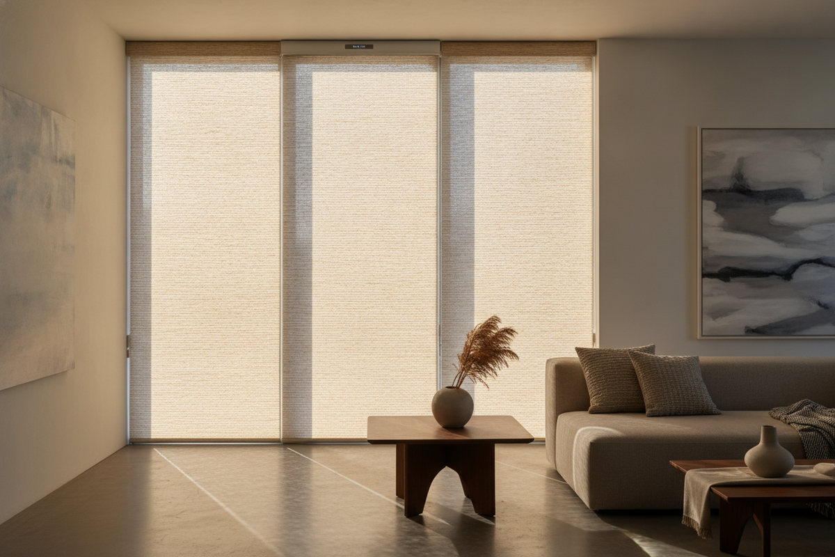Faux Woven Wood Shades: Material Mechanics, Flat Fold Architecture, and Smart Motorization Trade-Offs