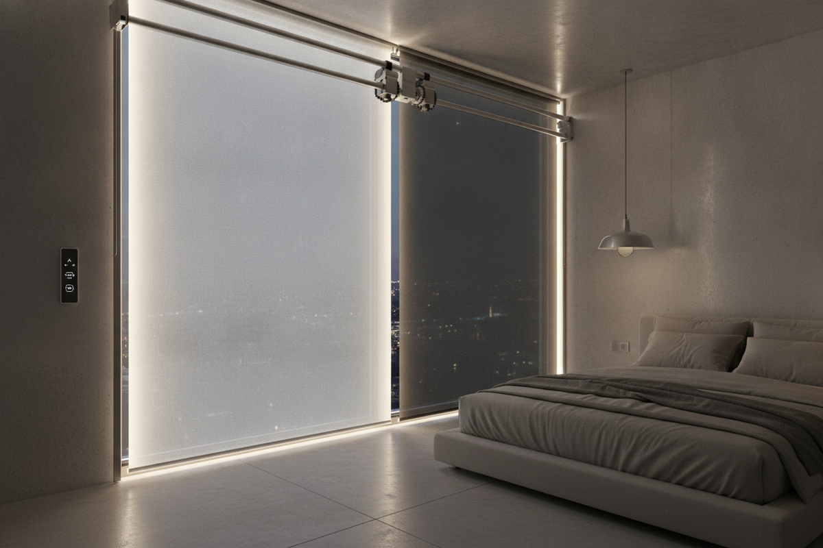 Blinds at Night: Optical Mechanics, Dual-Fabric Architecture, and Smart Automation