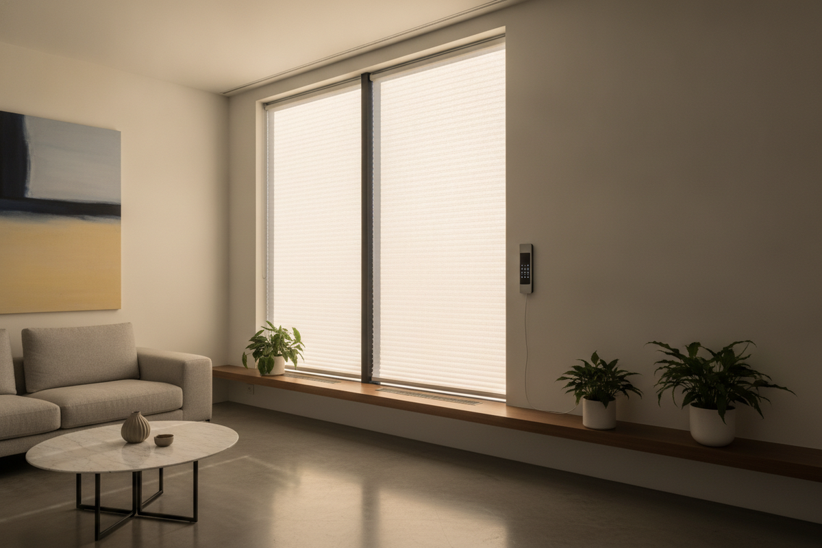 Double Cellular Window Shades: Air-Pocket Architecture, Window Framing, and Smart Motor Automation
