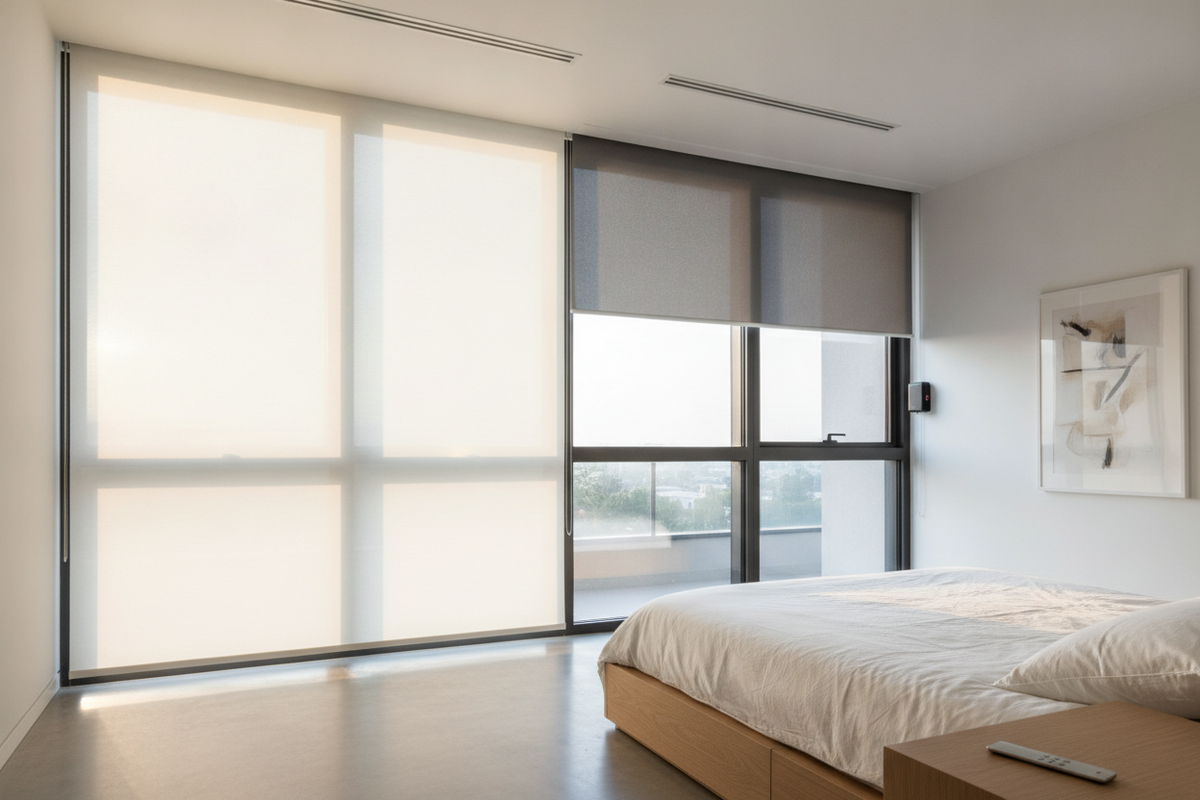 Double Roller Blinds Sheer and Blackout: Layered Light Control, Mounting Depth, and Smart Motor Automation