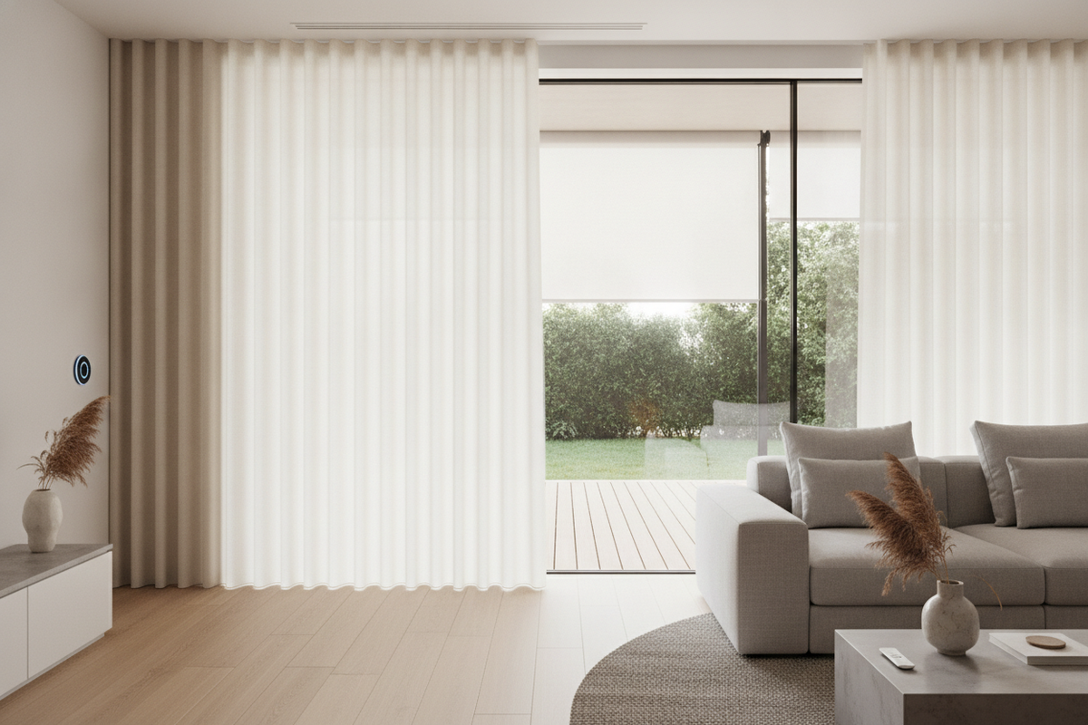 Drop Down Patio Shades Architecture: Track Mechanics, Outdoor Motorization, and Smart Control