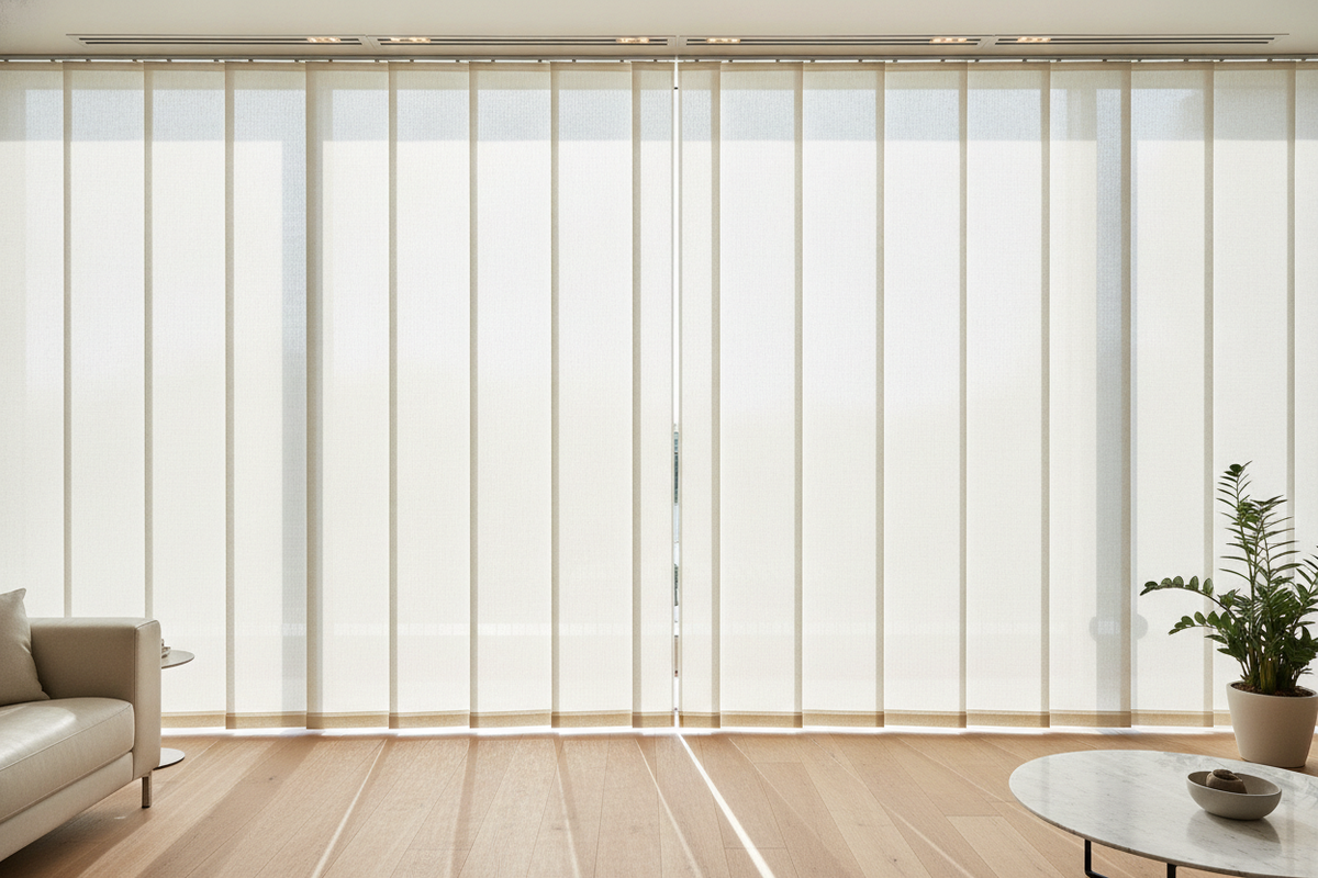 Sheer Fabric Vertical Blinds Architecture: Hybrid Textile Mechanics, Track Engineering, and Smart Traversing Automation