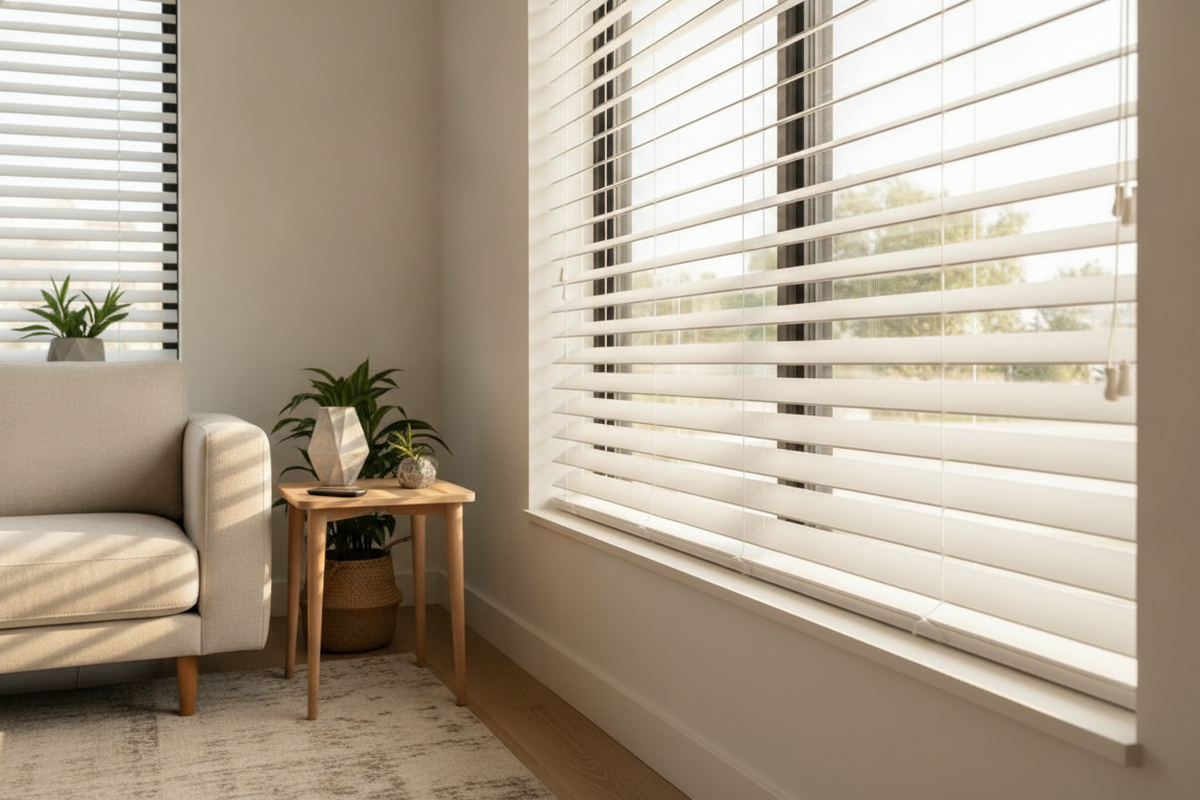 Inside Mount Faux Wood Blinds: Depth and Smart Tilt