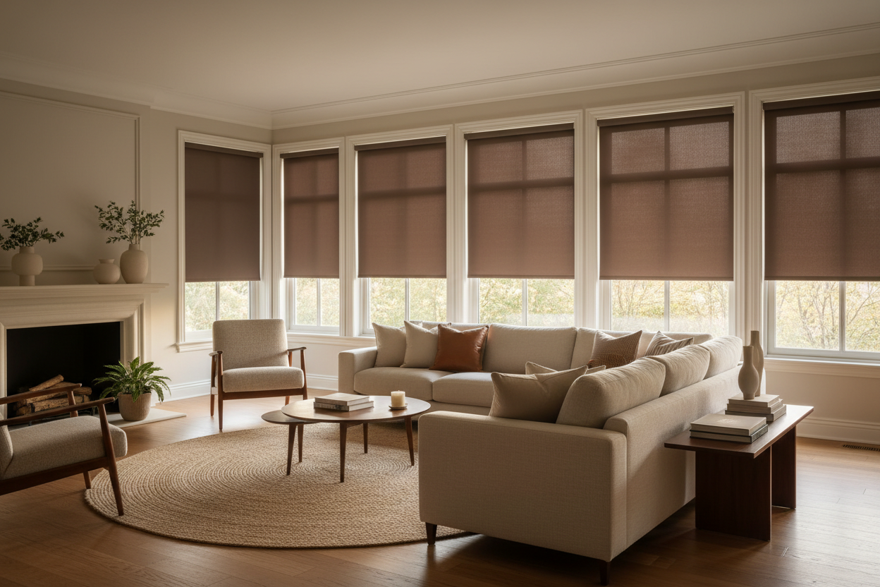 Elegant Brown Roller Blinds for a Cozy and Stylish Home