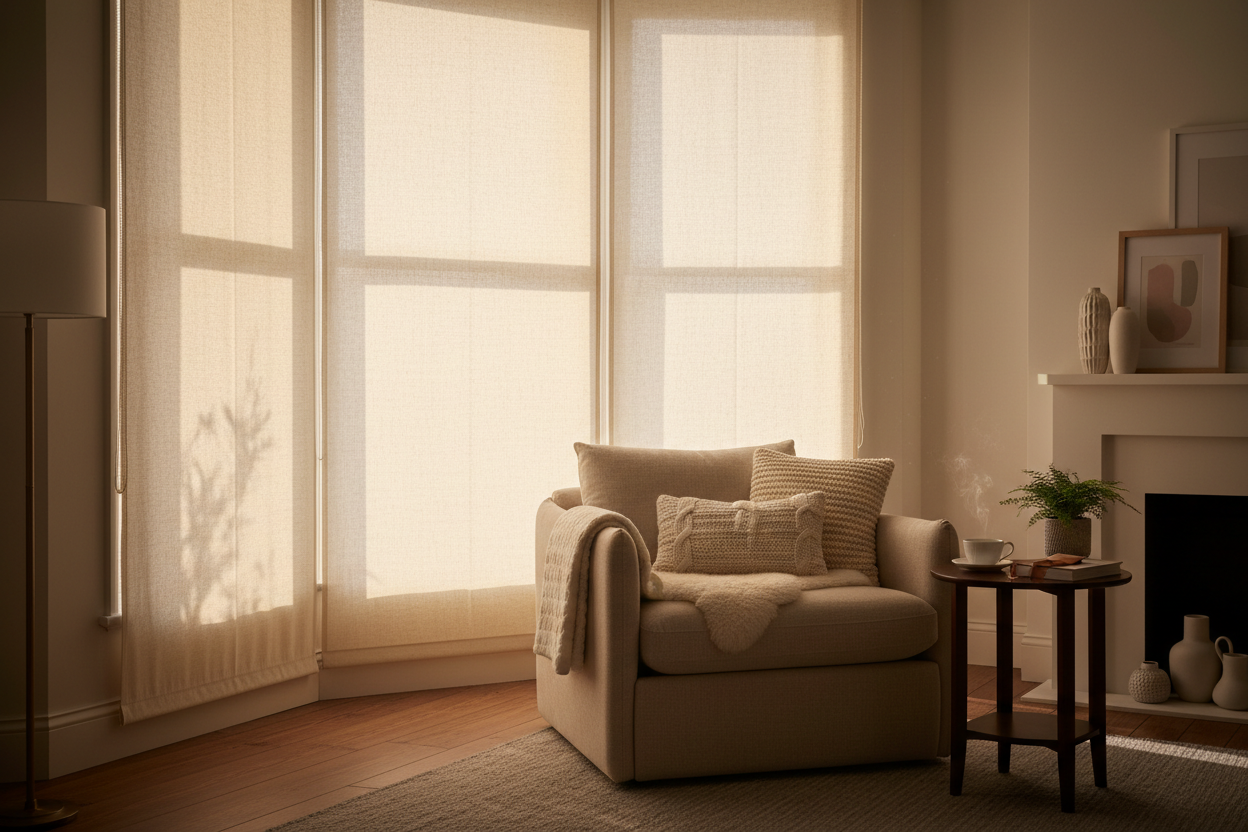 Elegant Pull Down Cloth Blinds for a Cozy Home Upgrade