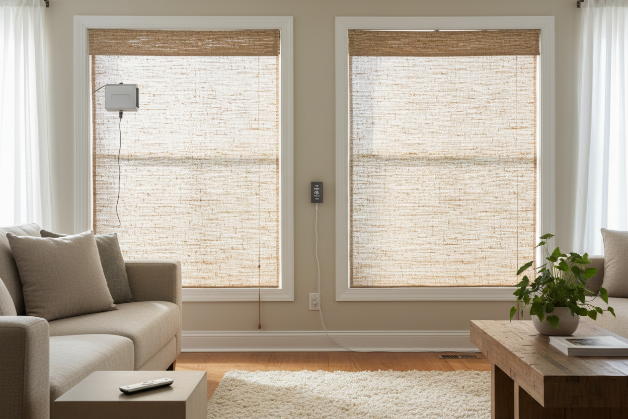 Automate Woven Wood Shades: Battery vs. Hardwired Setup