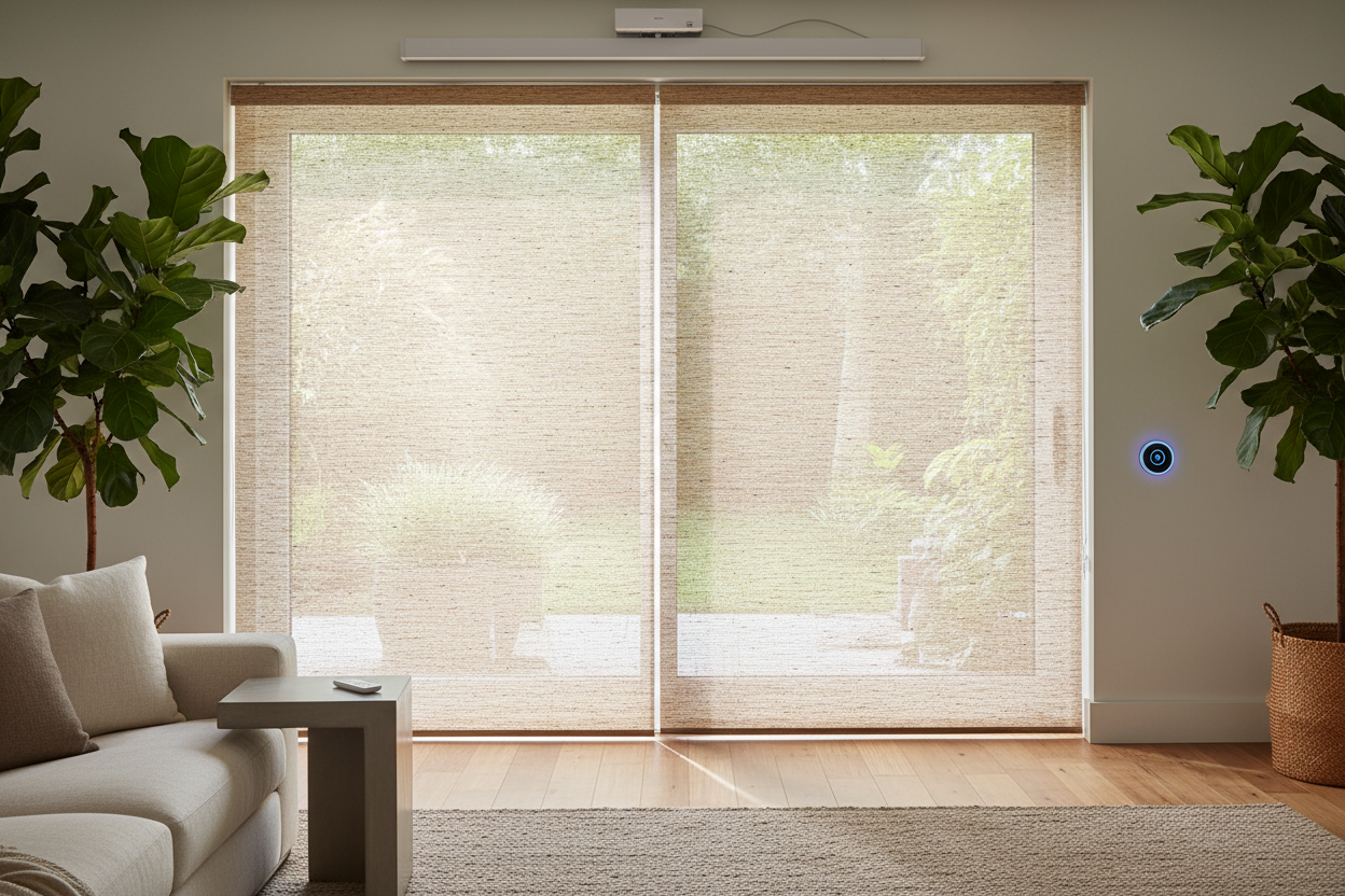 Automating Woven Wood Shades for Patio Doors: The Best Setup