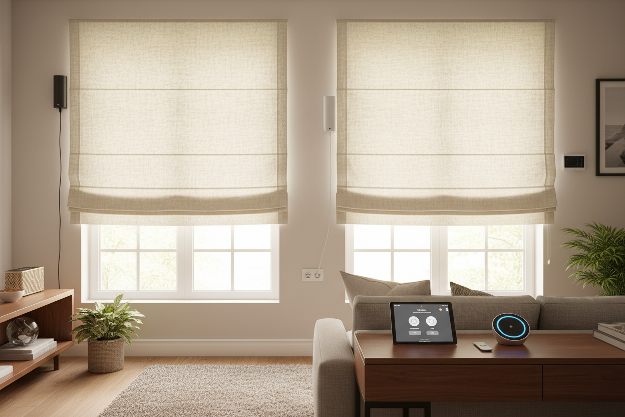 Motorized Cloth Roman Shades: Battery vs. Hardwired Guide