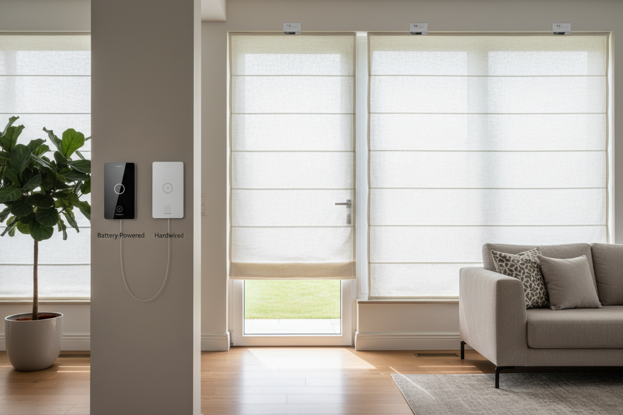 Smart Door Roman Shade: Battery vs. Hardwired Guide
