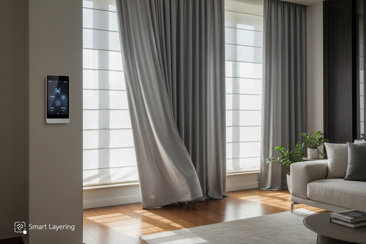 Smart Layering: Automating Roman Shades and Curtains Together