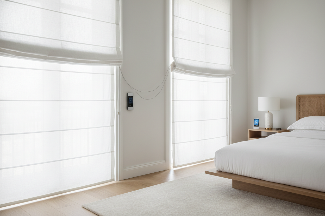 Wake Up Naturally: The Ultimate Smart White Roman Shade Setup