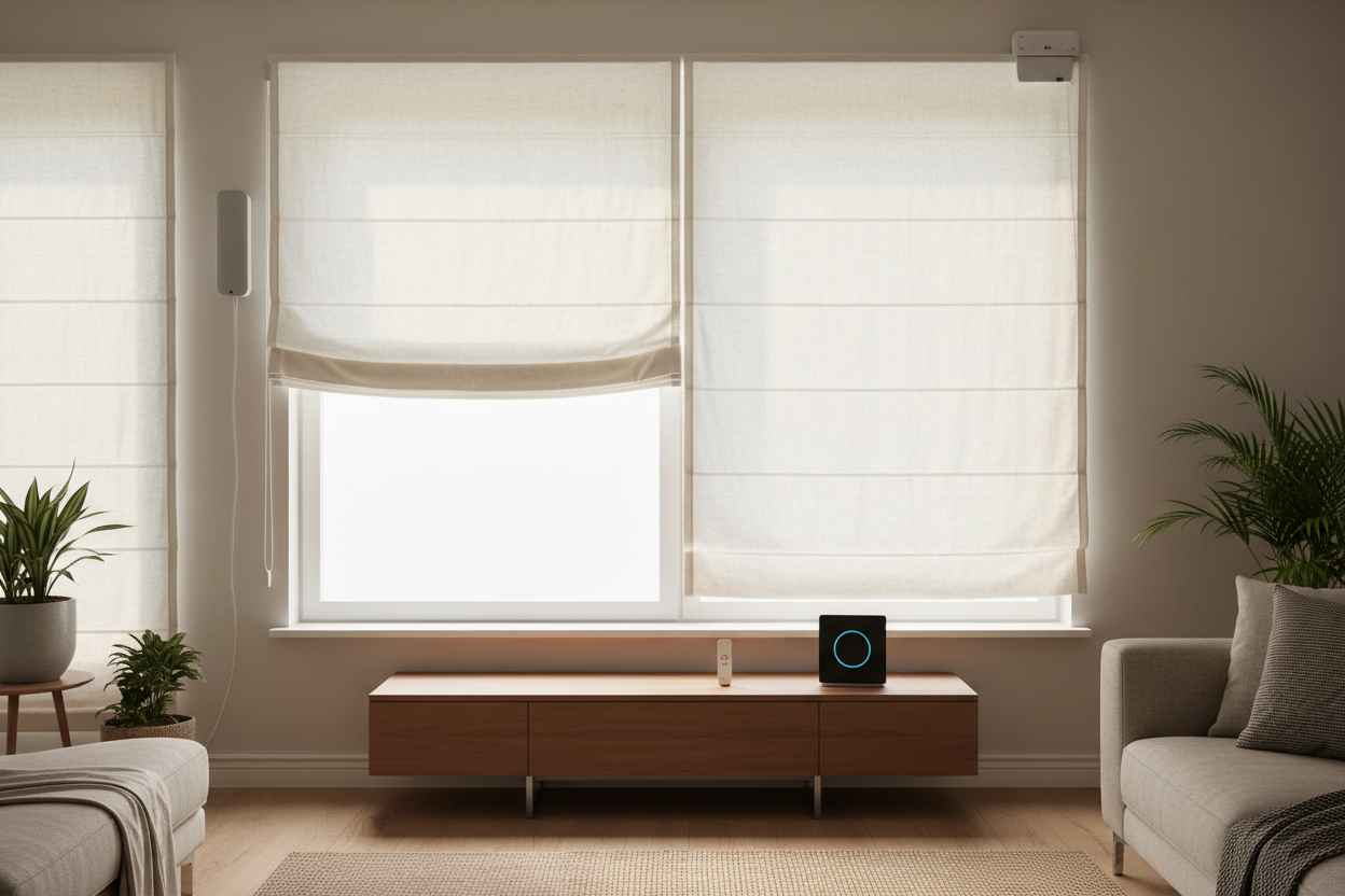 Smart Cotton Roman Blinds: Battery vs. Hardwired Setup Guide