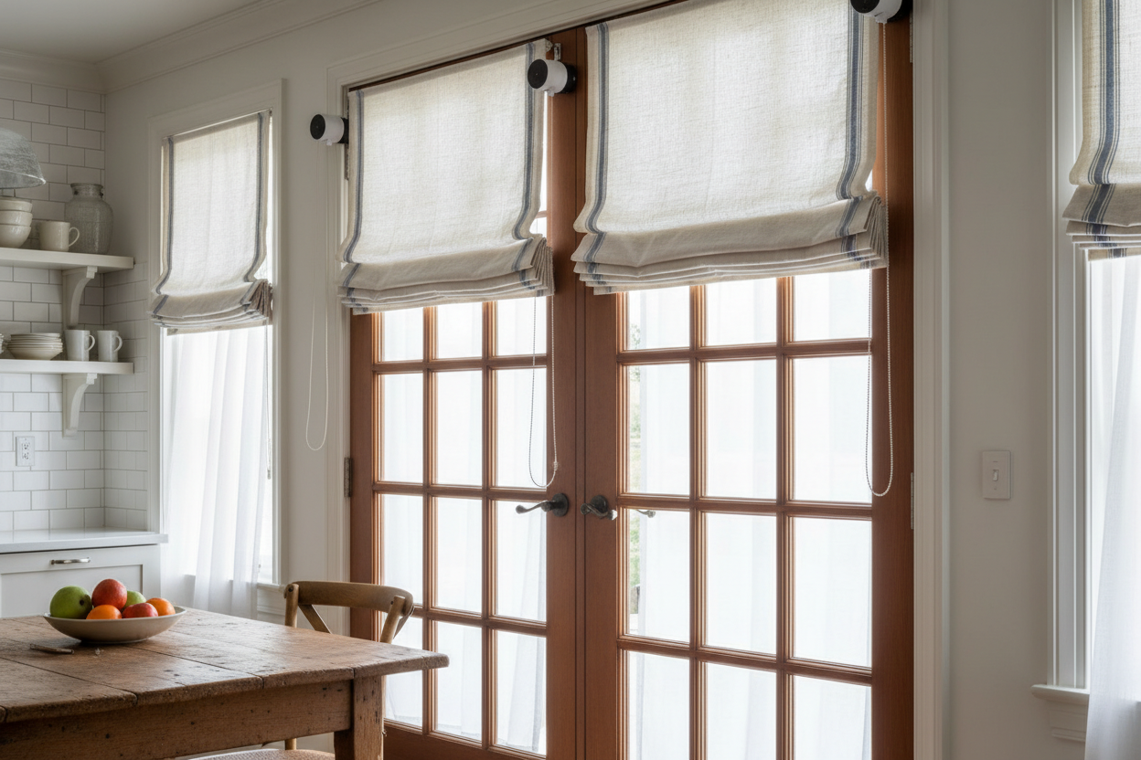DIY Smart Roman Shades: Design & Automate for French Doors