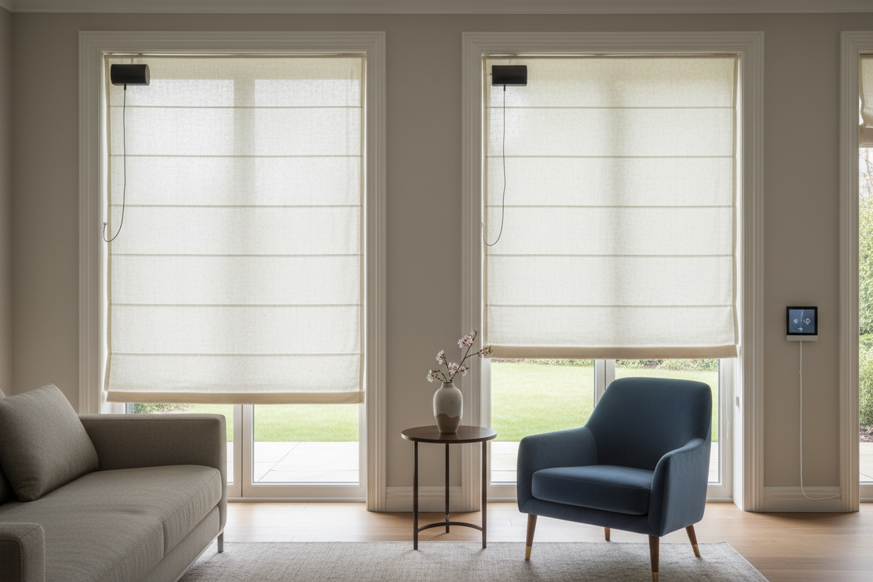 Automating Flat Roman Shades: Battery vs. Hardwired Motors