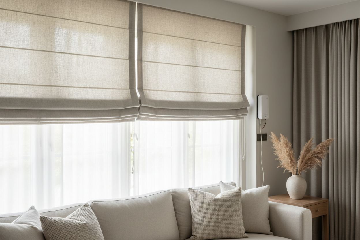 Smart Folded Roman Shades: Hardwired vs Battery Guide