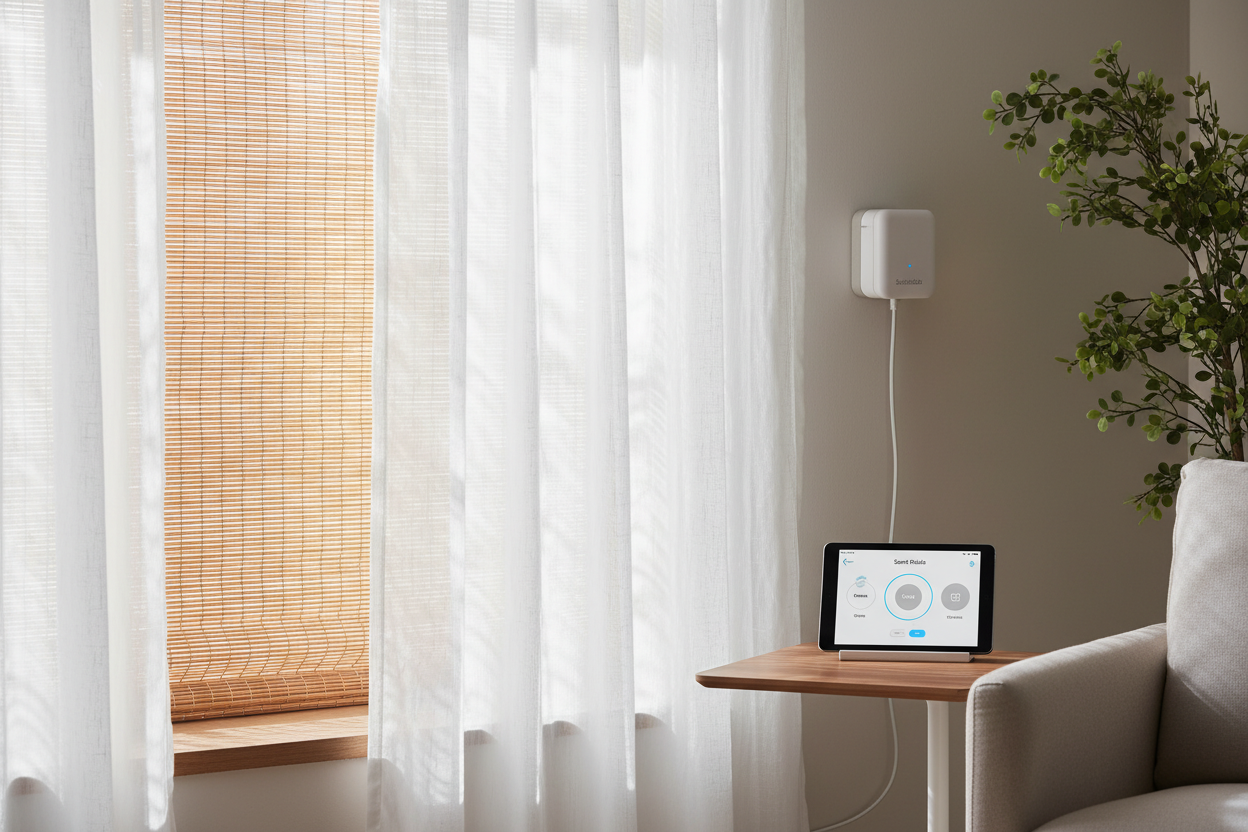 Automating Curtains Over Bamboo Shades for Smart Light Control