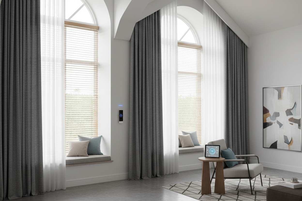 Smart Drapery Ideas for Tall Windows: No Ladder Needed