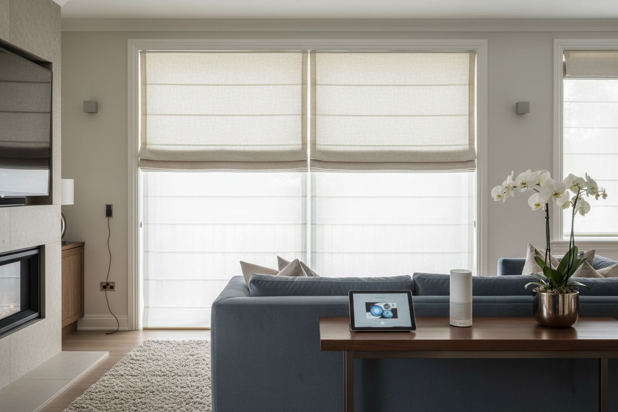 Smart 84-Inch Long Roman Shades: Motorization & Alexa Guide