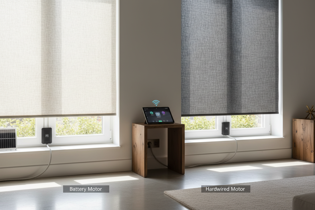 Smart Rollup Blind Guide: Battery vs. Hardwired Motors