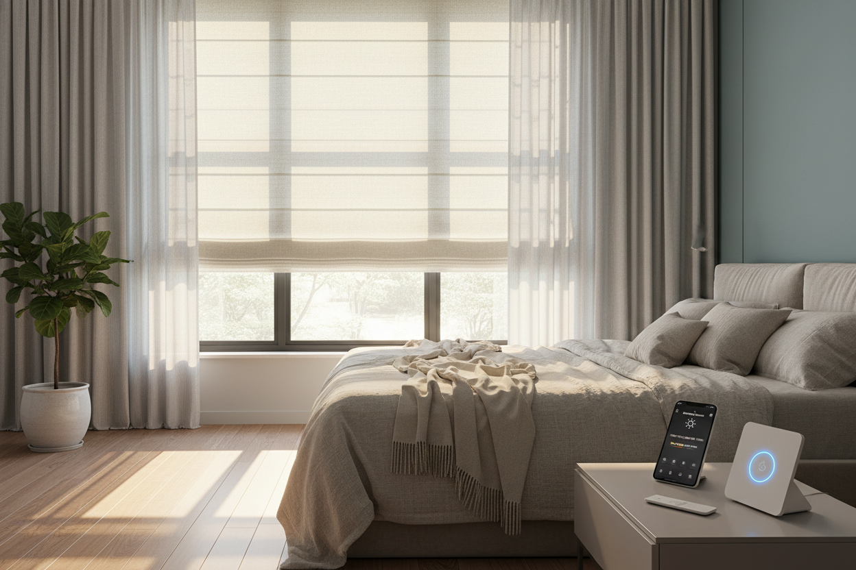 Wake Up to Sunlight: Smart Front Slat Roman Shades