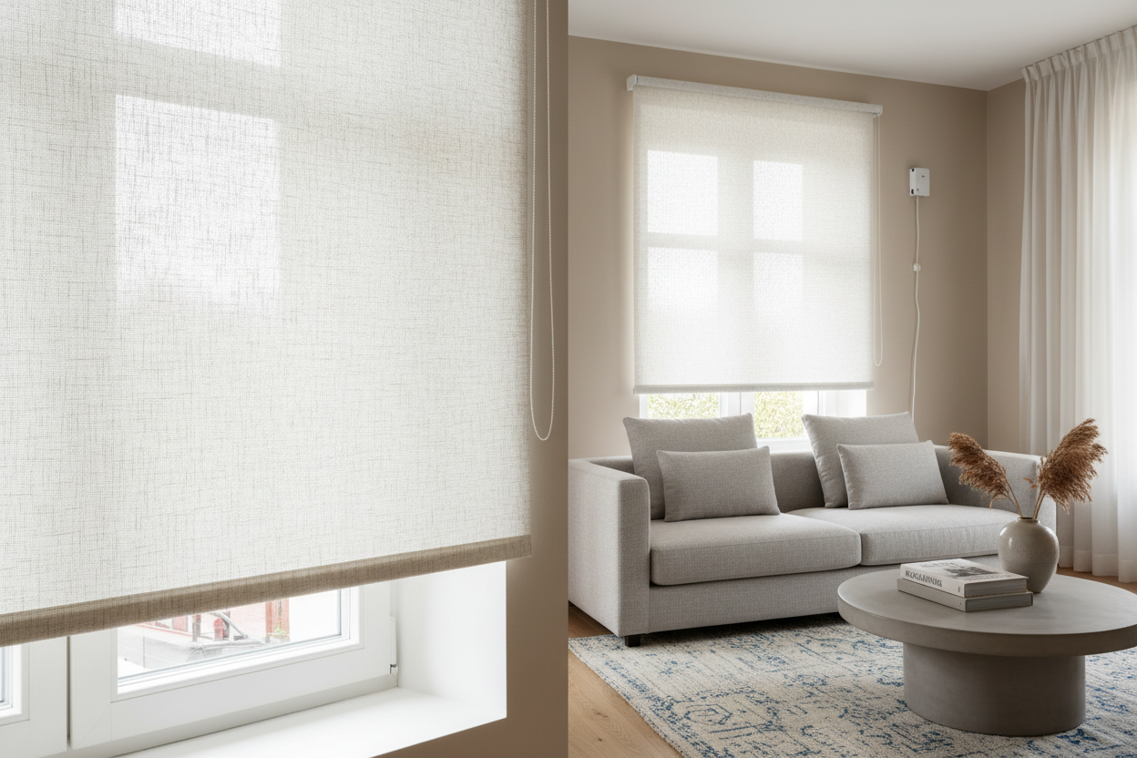 Smart Linen Roller Blind: Battery vs. Hardwired Motors