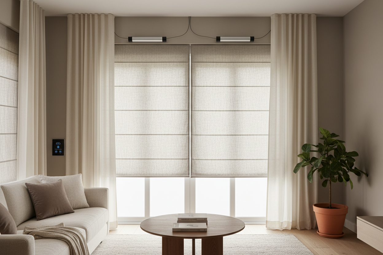 Smart Roll Up Blinds: Battery vs. Hardwired Power Guide