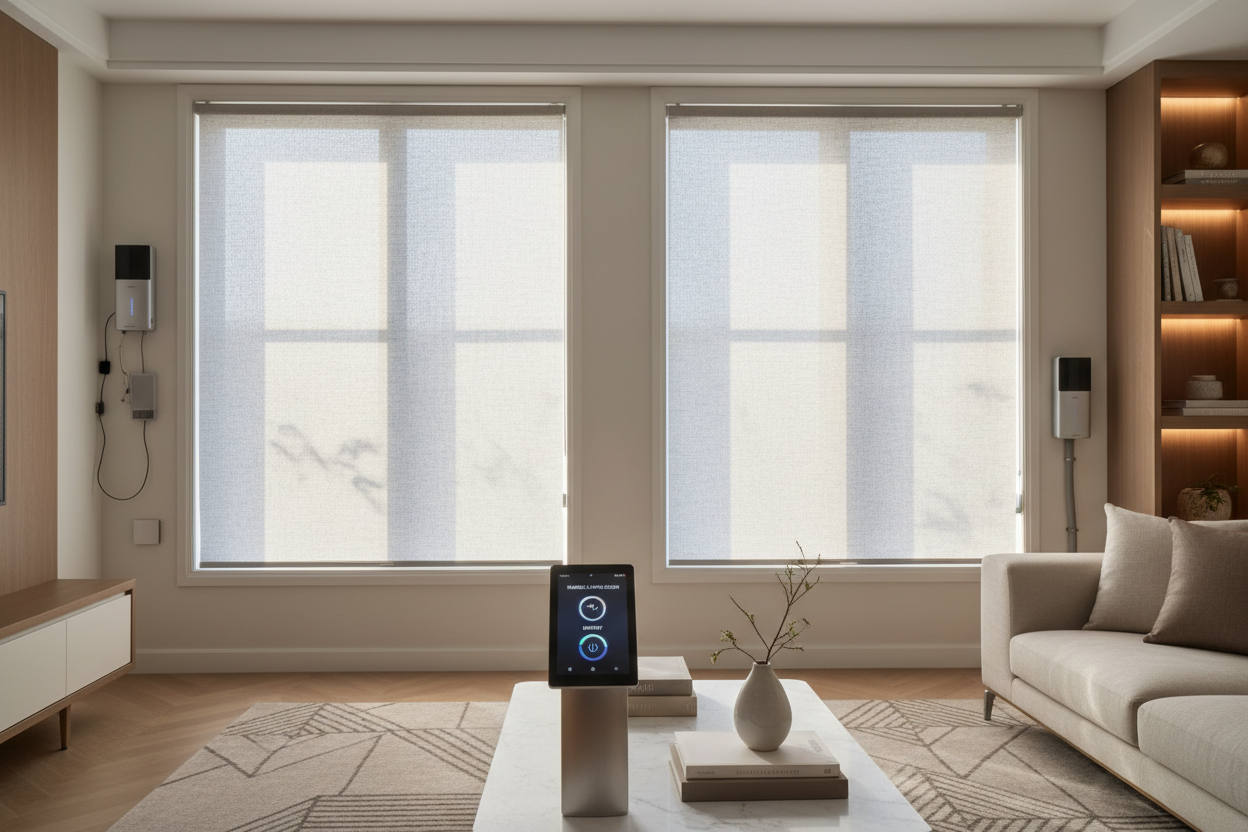 Smart Fabric Roller Shades: Battery vs. Hardwired Setup