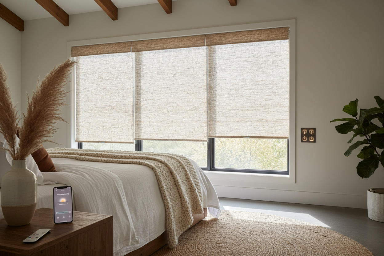 Wake Up Naturally: The Ultimate Smart Natural Roller Shades Woven Setup