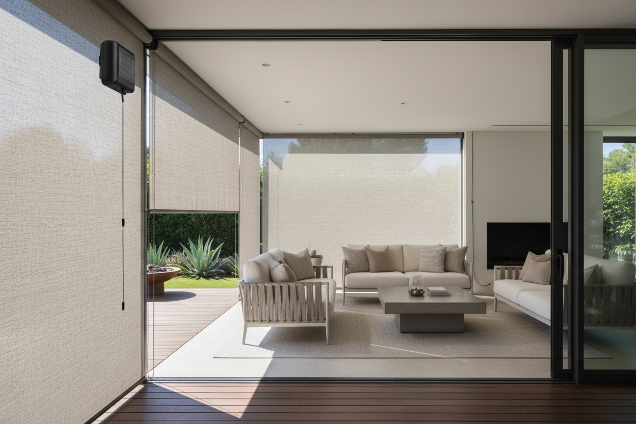 Outdoor Roller Shades: Battery vs. Hardwired Motors Explained