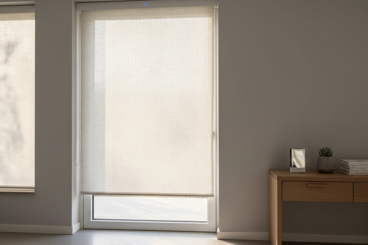 Smart Roller Shade on Door: The Ultimate Glass Door Privacy Hack