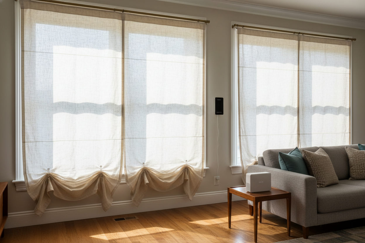 Smart Upgrade: Automating Rod Pocket Roman Blinds