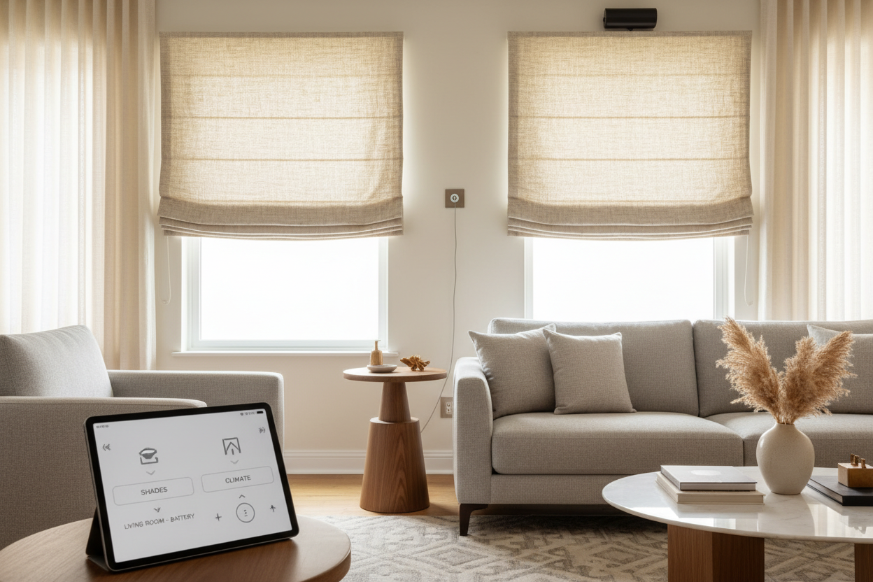 Automating Custom Fabric Roman Shades: Battery vs Hardwired
