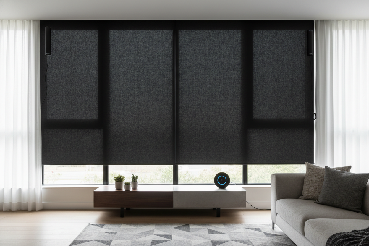 Smart Black Roller Shades for Windows: Battery vs. Hardwired