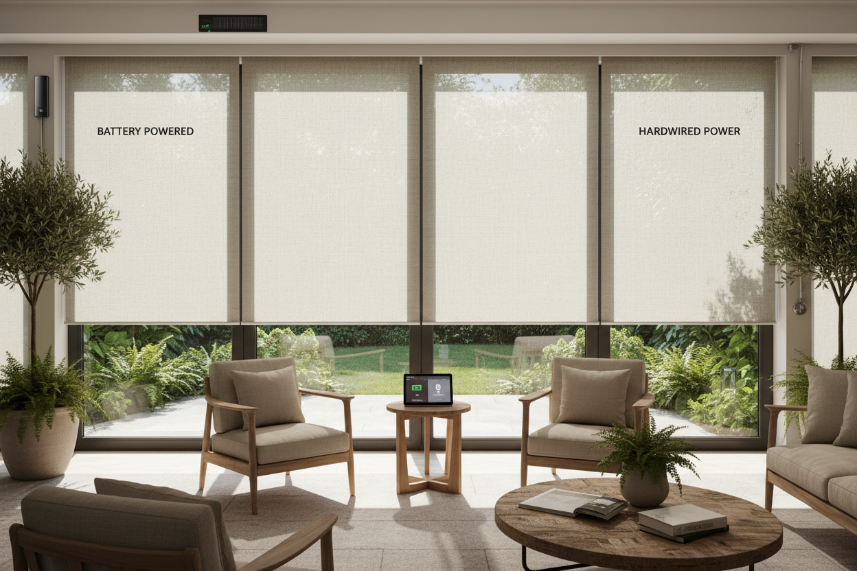 Smart Patio Shades: Battery vs. Hardwired Power Guide