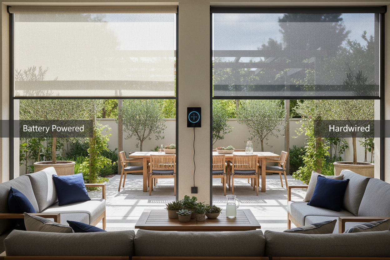Smart Outdoor Shades: Battery vs. Hardwired Motors Explained