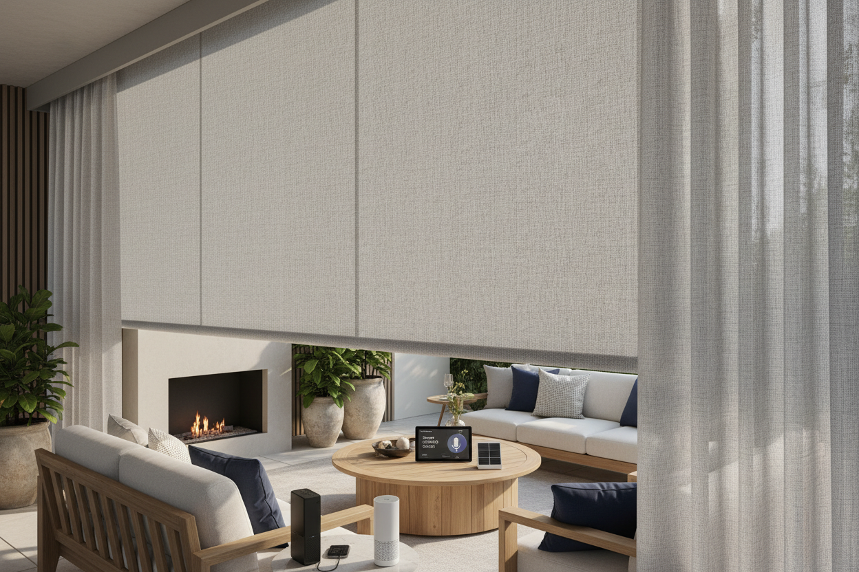 Smart Patio Sun Shade Cover: Solar & Voice Control Setup