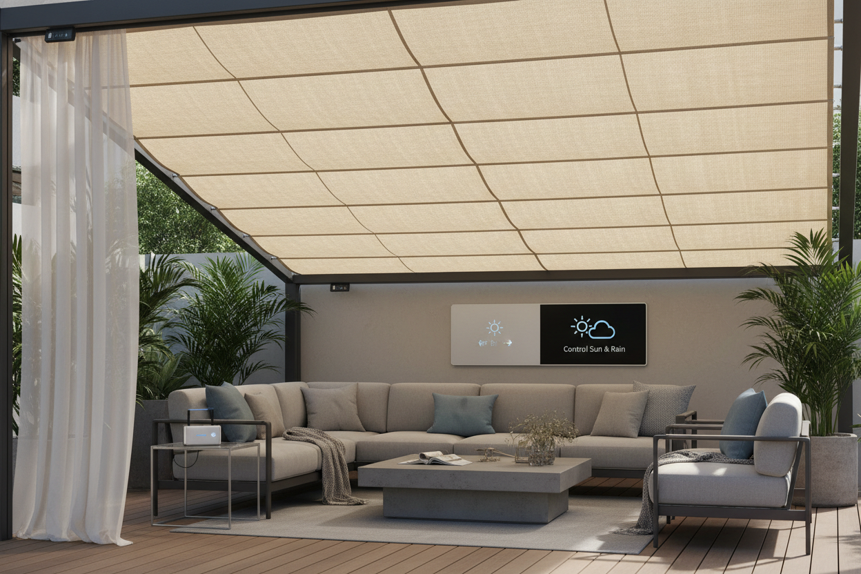 Control Sun & Rain: Smart Tech for Your Outdoor Shade Roof