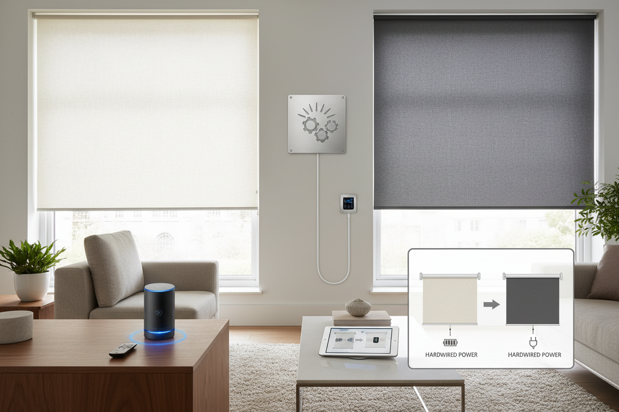 Roller Shades Manufacturer Guide: Battery vs. Hardwired Power