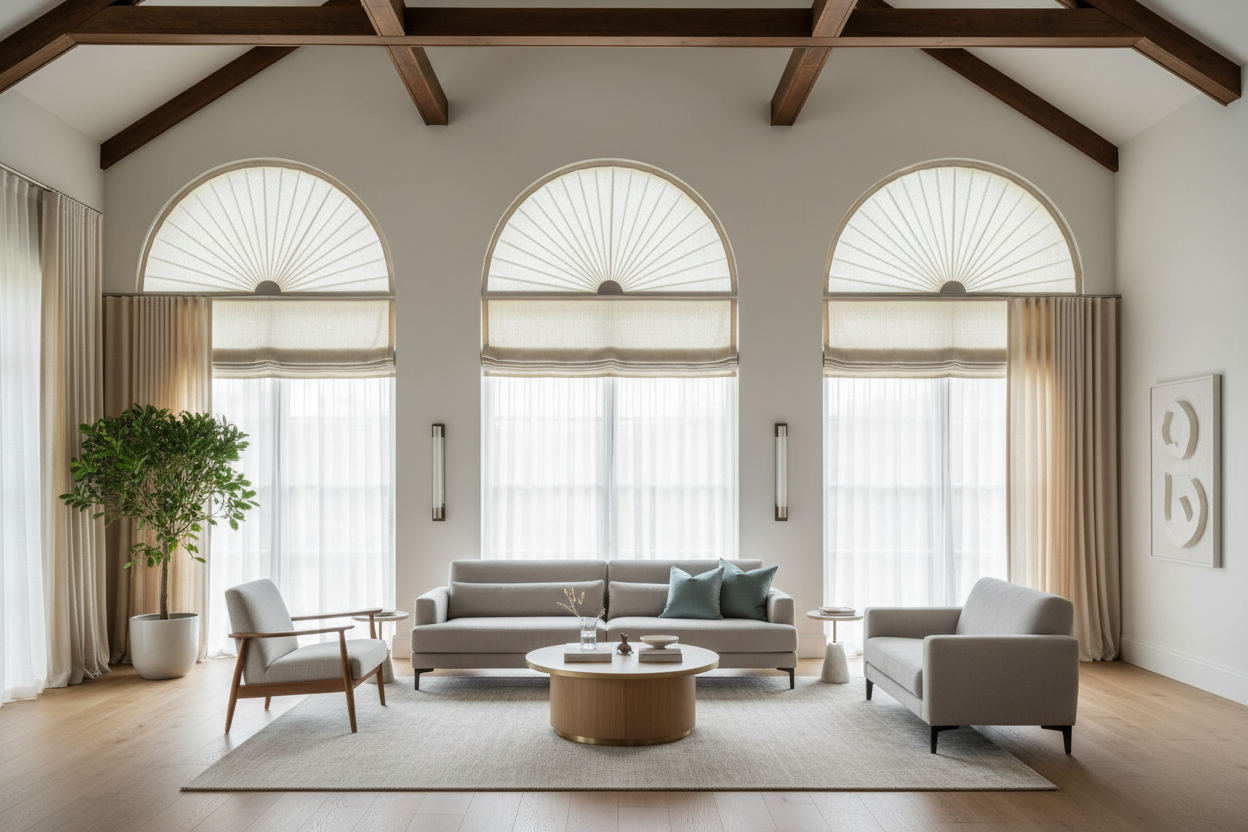 High Ceilings? The Smart Way to Manage Motorized Arch Blinds