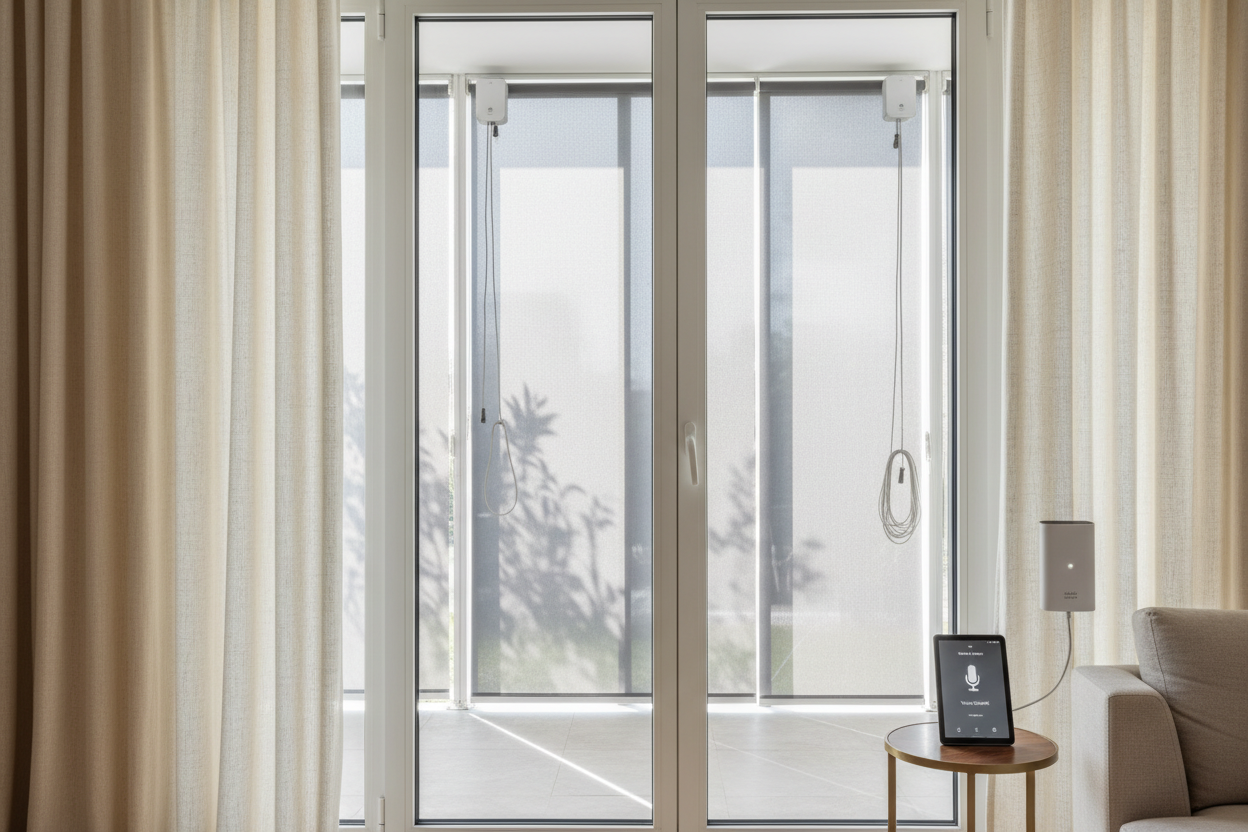 Smart Retrofits for Outdoor PVC Roll Up Blinds with Cords