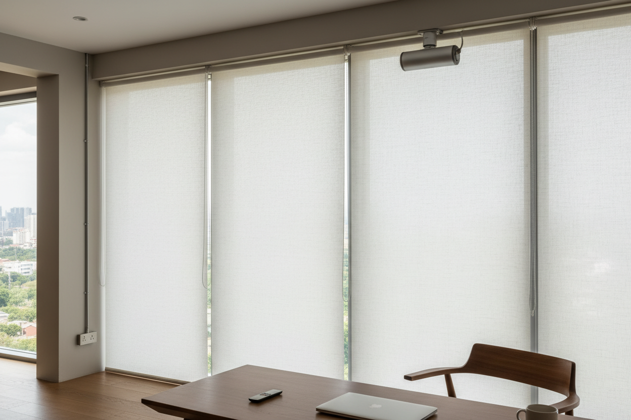 Roller Blinds for Offices: Hardwired vs. Battery Motors