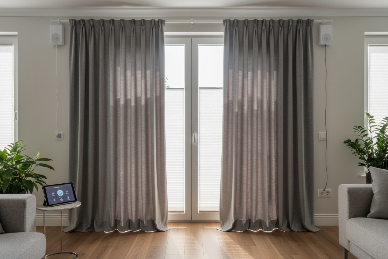 Smart Curtains Over Sliding Glass Door: Battery vs. Hardwired